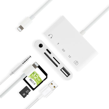 5 in 1  8 Pin to USB HUB And USB-C / Type-C And 3.5mm Earphone And SD And TF Card Reader - Converter & Adapter by PMC Jewellery | Online Shopping South Africa | PMC Jewellery | Buy Now Pay Later Mobicred