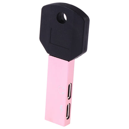 RC16 Dual 8 Pin Female to 8 Pin Male Key Shape Mini Portable Audio & Charge Adapter(Pink) - Converter & Adapter by PMC Jewellery | Online Shopping South Africa | PMC Jewellery | Buy Now Pay Later Mobicred