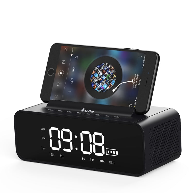 Oneder V06 Smart Sound Box Wireless Bluetooth Speaker, LED Screen Alarm Clock, Support Hands-free & FM & TF Card & AUX & USB Drive (Gold) - Desktop Speaker by OneDer | Online Shopping South Africa | PMC Jewellery | Buy Now Pay Later Mobicred