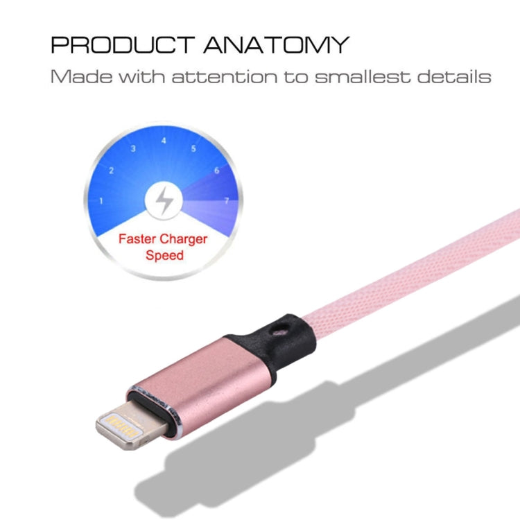 1m 2A USB to 8 Pin Nylon Weave Style Data Sync Charging Cable(Pink) - free shipping - PMC Jewellery - Order now!