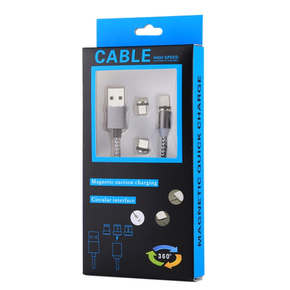 1.05m 8 Pin + Micro USB + USB-C / Type-C to USB Weave Data Sync Charging Cable with LED Indicator - Charging Cable & Head by PMC Jewellery | Online Shopping South Africa | PMC Jewellery | Buy Now Pay Later Mobicred