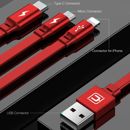 CAFELE 3 In 1 8 Pin + Micro USB + Type-C / USB-C Charging Data Cable, Length: 1.2m(Red) - Multifunction Cable by CAFELE | Online Shopping South Africa | PMC Jewellery | Buy Now Pay Later Mobicred