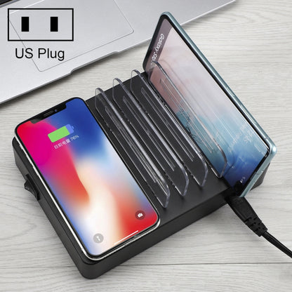 50W 6 USB Ports + 2 USB-C / Type-C Ports + Wireless Charging Multi-function Charger with LED Display & Detachable Bezel, US Plug - Multifunction Charger by PMC Jewellery | Online Shopping South Africa | PMC Jewellery | Buy Now Pay Later Mobicred