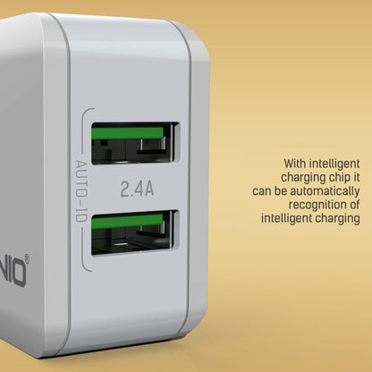 LDNIO A2201 2.4A Dual USB Charging Head Travel Direct Charge Mobile Phone Adapter Charger With Type-C Data Cable (US Plug) - USB Charger by LDNIO | Online Shopping South Africa | PMC Jewellery | Buy Now Pay Later Mobicred