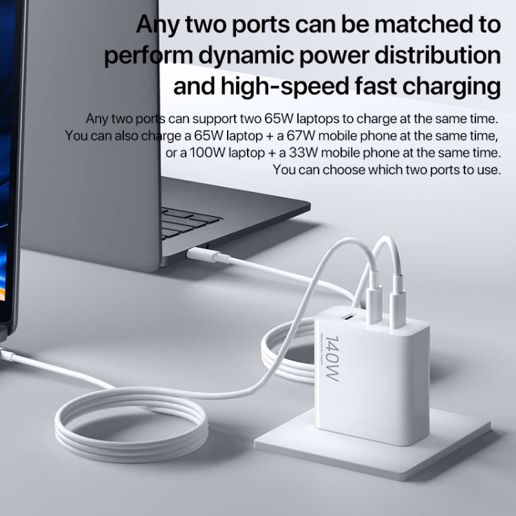 Original Xiaomi 140W 1 x USB + 2 x USB-C / Type-C Three Ports GaN Fast Charger Set, US Plug - USB Charger by Xiaomi | Online Shopping South Africa | PMC Jewellery | Buy Now Pay Later Mobicred