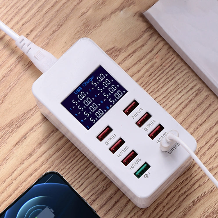 A8 50W 8 Ports USB + QC3.0 Smart Charging Station with Digital Display AC100-240V, EU Plug - Multifunction Charger by PMC Jewellery | Online Shopping South Africa | PMC Jewellery | Buy Now Pay Later Mobicred