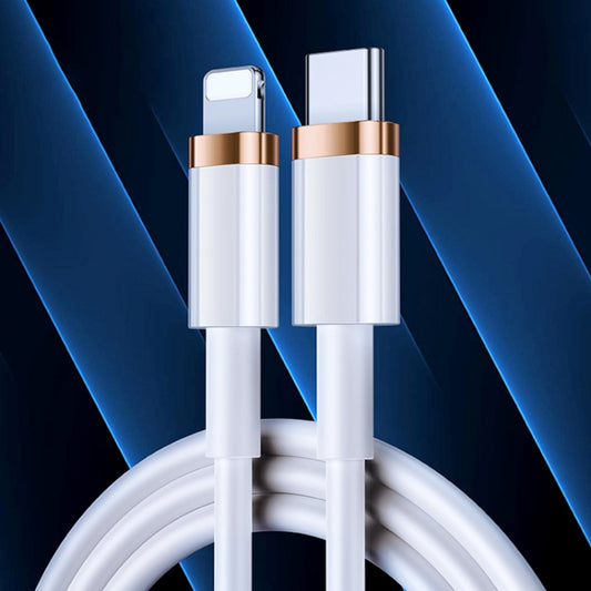 USAMS US-SJ485 U63 Type-C / USB-C to 8 Pin PD 20W Smooth Aluminum Alloy Fast Charging Data Cable, Length: 2m (White) - Normal Style Cable by USAMS | Online Shopping South Africa | PMC Jewellery | Buy Now Pay Later Mobicred