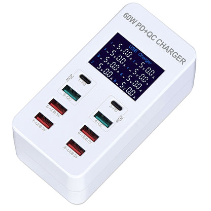 A8T 60W 8 Ports USB + QC3.0 + PD Type-C Smart Charging Station with Digital Display AC100-240V, AU Plug - Multifunction Charger by PMC Jewellery | Online Shopping South Africa | PMC Jewellery | Buy Now Pay Later Mobicred