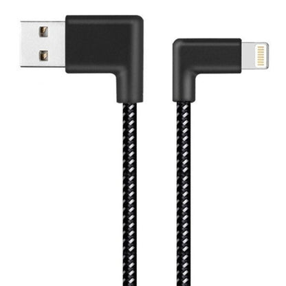 1m 2A USB to 8 Pin Nylon Weave Style Double Elbow Data Sync Charging Cable - Normal Style Cable by PMC Jewellery | Online Shopping South Africa | PMC Jewellery | Buy Now Pay Later Mobicred