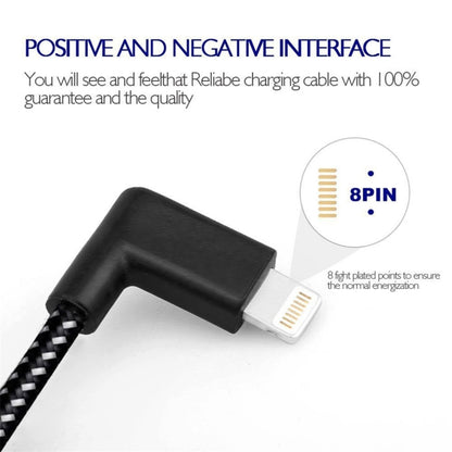 1m 2A USB to 8 Pin Nylon Weave Style Double Elbow Data Sync Charging Cable - Normal Style Cable by PMC Jewellery | Online Shopping South Africa | PMC Jewellery | Buy Now Pay Later Mobicred