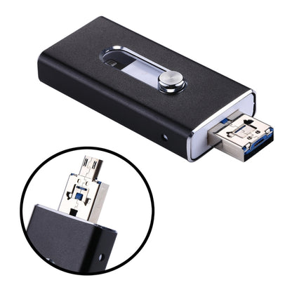 RQW-02 3 in 1 USB 2.0 & 8 Pin & Micro USB 64GB Flash Drive(Black) - U Disk & Card Reader by PMC Jewellery | Online Shopping South Africa | PMC Jewellery | Buy Now Pay Later Mobicred