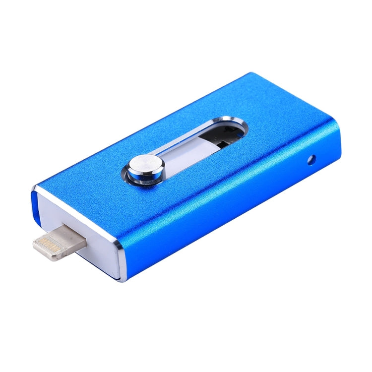 RQW-02 3 in 1 USB 2.0 & 8 Pin & Micro USB 64GB Flash Drive(Blue) - U Disk & Card Reader by PMC Jewellery | Online Shopping South Africa | PMC Jewellery | Buy Now Pay Later Mobicred