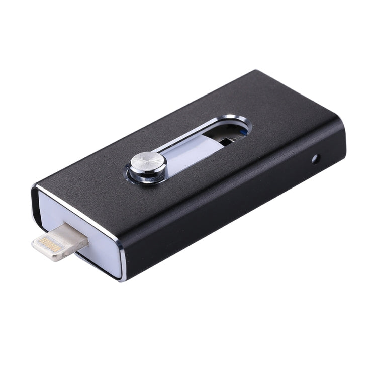 RQW-02 3 in 1 USB 2.0 & 8 Pin & Micro USB 16GB Flash Drive(Black) - U Disk & Card Reader by PMC Jewellery | Online Shopping South Africa | PMC Jewellery | Buy Now Pay Later Mobicred