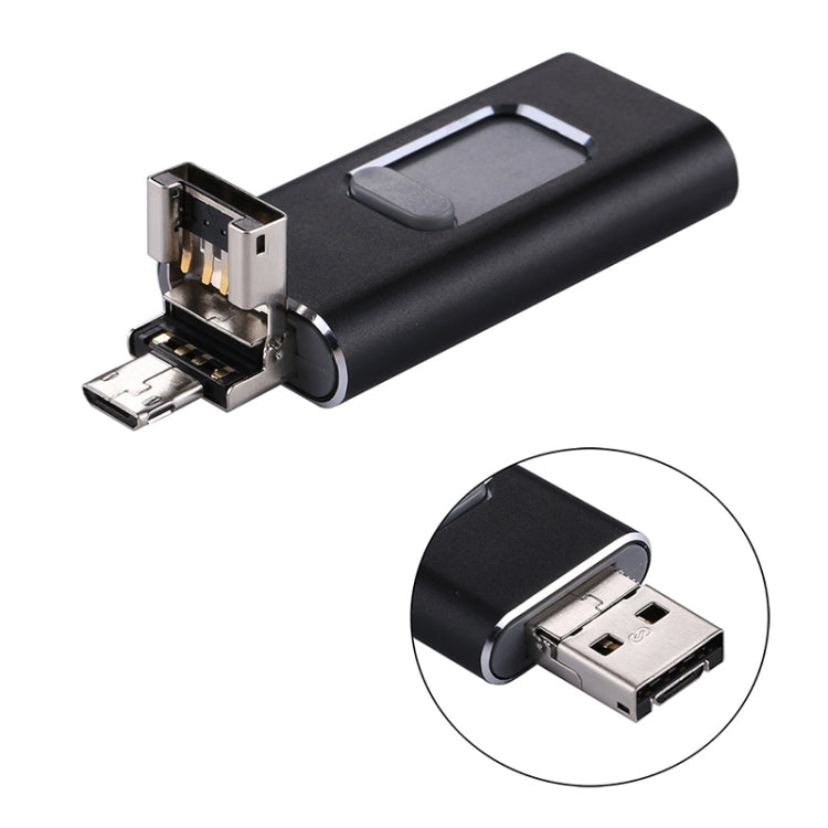 easyflash RQW-01B 3 in 1 USB 2.0 & 8 Pin & Micro USB 64GB Flash Drive(Black) - U Disk & Card Reader by PMC Jewellery | Online Shopping South Africa | PMC Jewellery | Buy Now Pay Later Mobicred