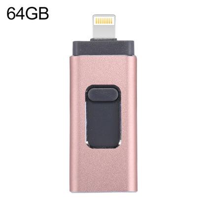 easyflash RQW-01B 3 in 1 USB 2.0 & 8 Pin & Micro USB 64GB Flash Drive(Rose Gold) - U Disk & Card Reader by PMC Jewellery | Online Shopping South Africa | PMC Jewellery | Buy Now Pay Later Mobicred