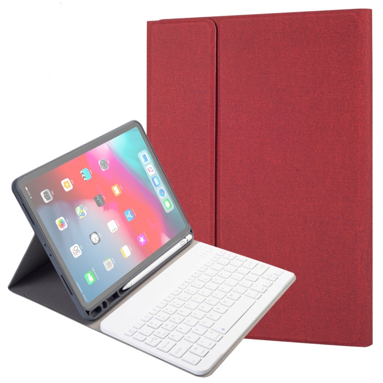 RK11 For iPad Pro 11 inch Silk Texture Detachable Plastic Bluetooth Keyboard Leather Tablet Case with Pen Slot & Stand Function(Red) - For iPad Pro by PMC TechLife | Online Shopping South Africa | PMC TechLife