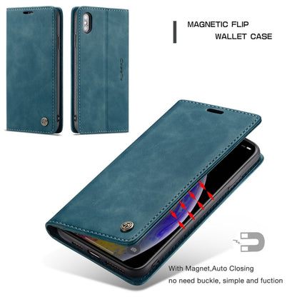 For iPhone X / XS CaseMe-013 Multifunctional Retro Frosted Horizontal Flip Leather Case with Card Slot & Holder & Wallet(Blue) - More iPhone Cases by CaseMe | Online Shopping South Africa | PMC Jewellery | Buy Now Pay Later Mobicred