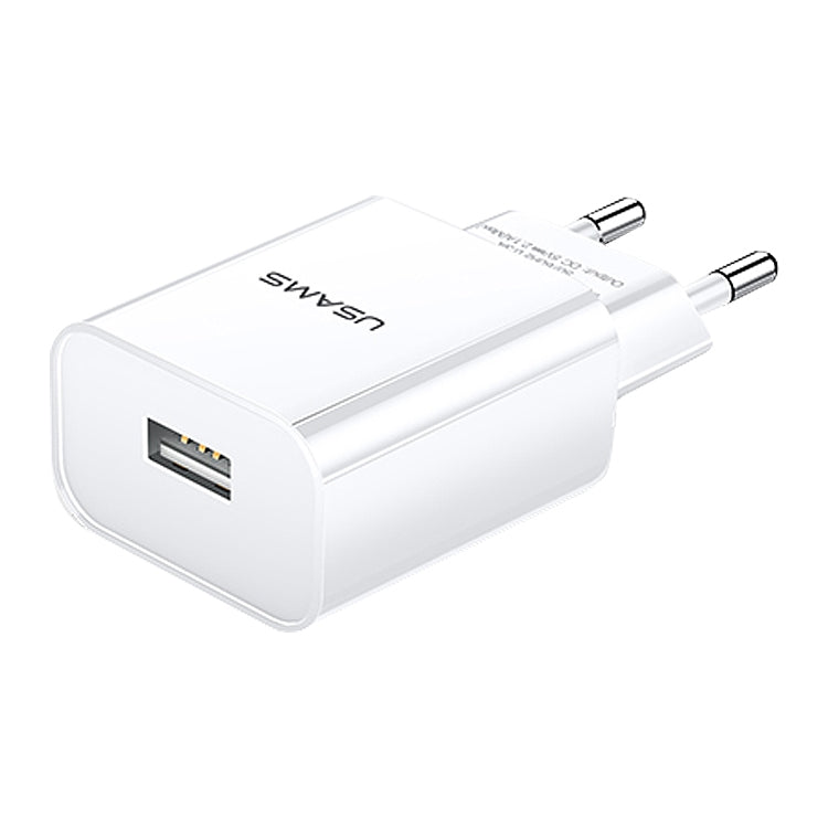 USAMS US-CC075 T18 2.1A Single USB Travel Charger, EU Plug (White) - USB Charger by USAMS | Online Shopping South Africa | PMC Jewellery | Buy Now Pay Later Mobicred