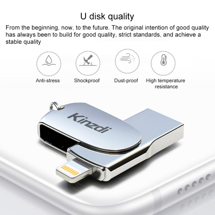 Kinzdi 64GB USB + 8 Pin Interface Metal Twister Flash U Disk (Silver) - USB Flash Drives by Kinzdi | Online Shopping South Africa | PMC Jewellery | Buy Now Pay Later Mobicred