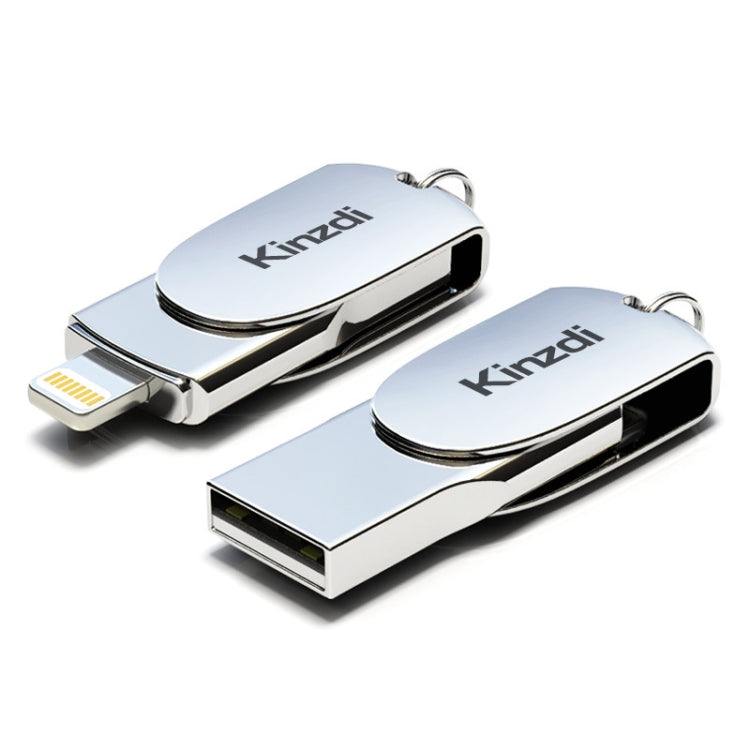 Kinzdi 128GB USB + 8 Pin Interface Metal Twister Flash U Disk (Silver) - USB Flash Drives by Kinzdi | Online Shopping South Africa | PMC Jewellery | Buy Now Pay Later Mobicred