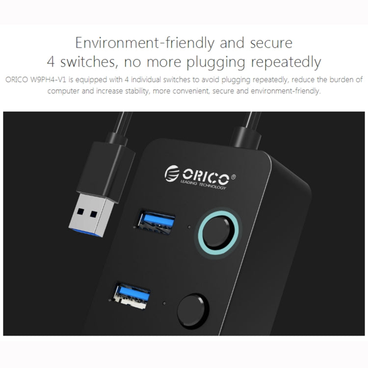 ORICO W9PH4-U3-V1 4 USB 3.0 Ports Faceup Design HUB with Individual Power Switches and LEDs - USB HUB by ORICO | Online Shopping South Africa | PMC Jewellery | Buy Now Pay Later Mobicred