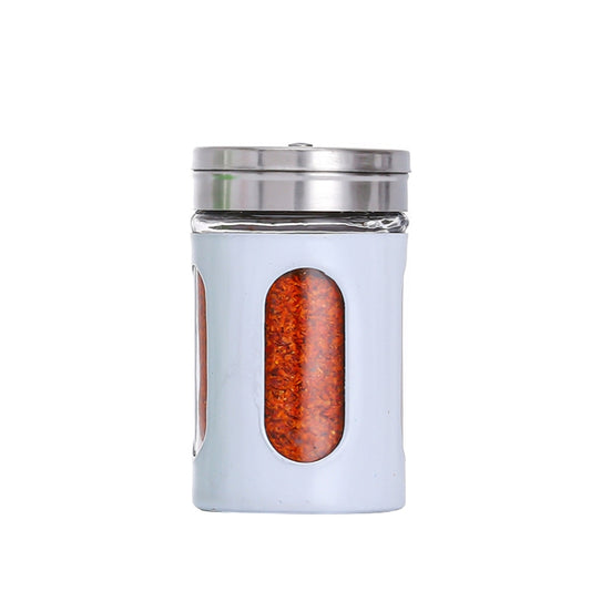 Stainless Steel Lid Glass Seasoning Jar Kitchen Supplies (White) - Condiment Bottles & Hip Flasks by PMC Jewellery | Online Shopping South Africa | PMC Jewellery | Buy Now Pay Later Mobicred