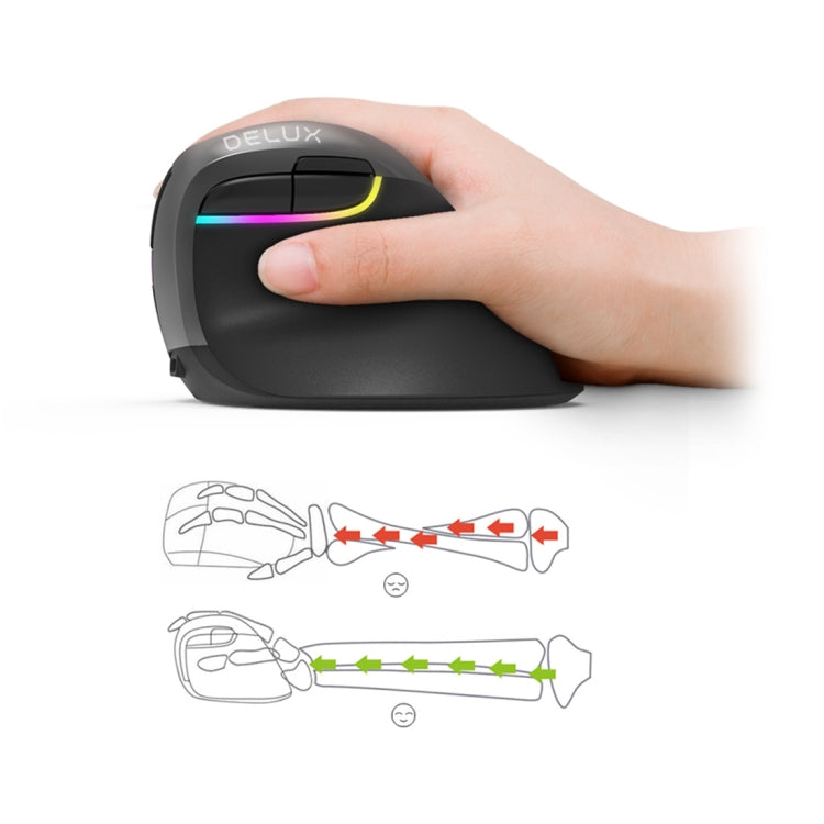 DELUX M618 Mini 2.4G Wireless 2400DPI USB Rechargeable Ergonomic Vertical Mouse(Grey) - free shipping - PMC Jewellery - Order now!