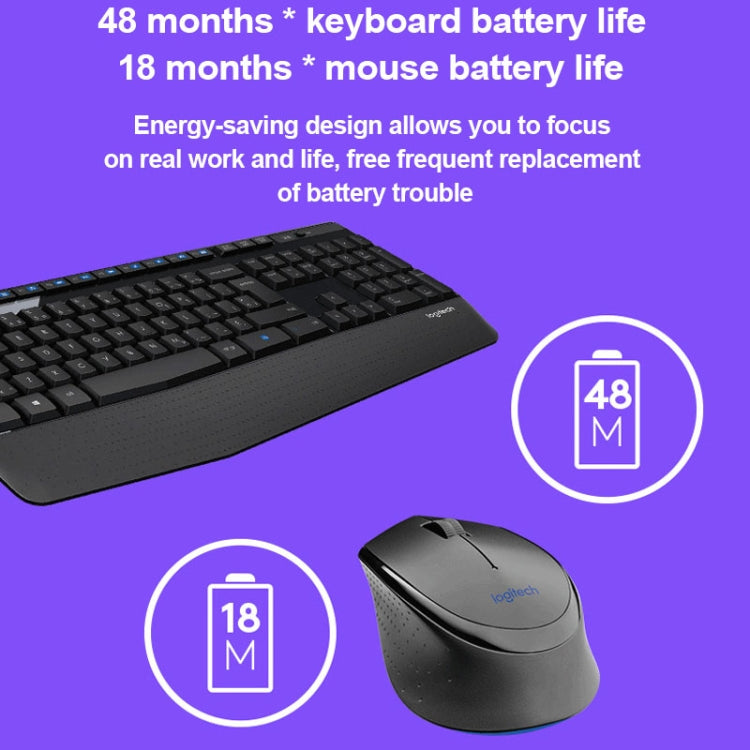 Logitech MK345 Wireless Full-size Keyboard + 2.4GHz 1000DPI Wireless Optical Mouse Set with Nano Receiver(Black) - free shipping - PMC Jewellery - Order now!