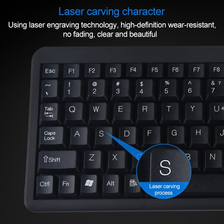 DS-8800 PS / 2 Interface Prevent Water Splashing Laser Engraving Character One-piece Wired Touchpad Keyboard, Length: 1.5m - Wired Keyboard by PMC Jewellery | Online Shopping South Africa | PMC Jewellery | Buy Now Pay Later Mobicred