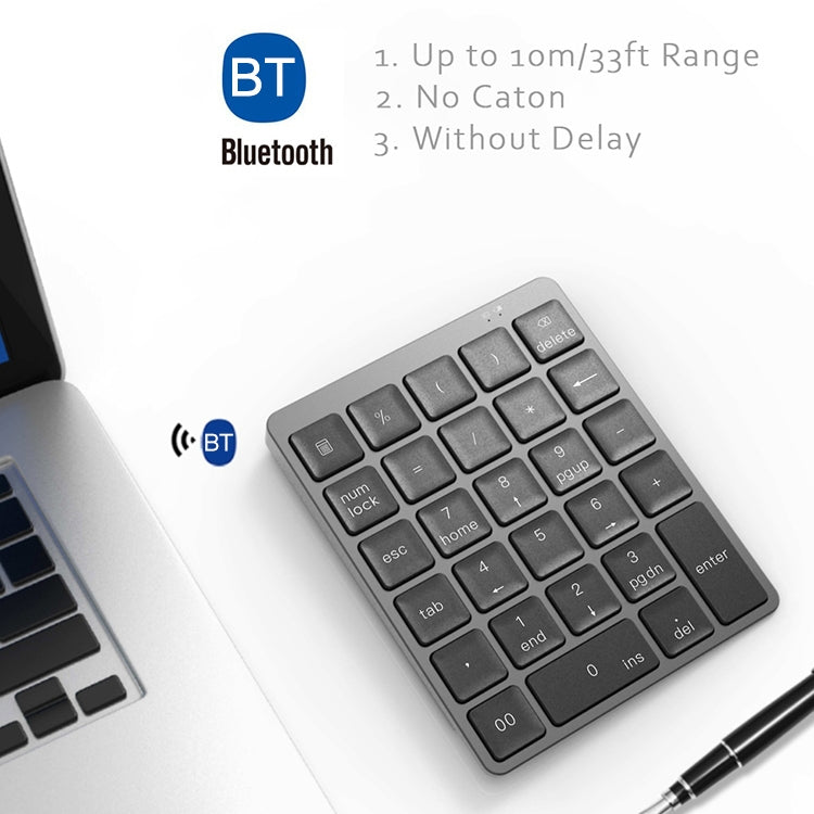 N960 Ultra-thin Universal Aluminum Alloy Rechargeable Wireless Bluetooth Numeric Keyboard (Silver) - Mini Keyboard by PMC Jewellery | Online Shopping South Africa | PMC Jewellery | Buy Now Pay Later Mobicred