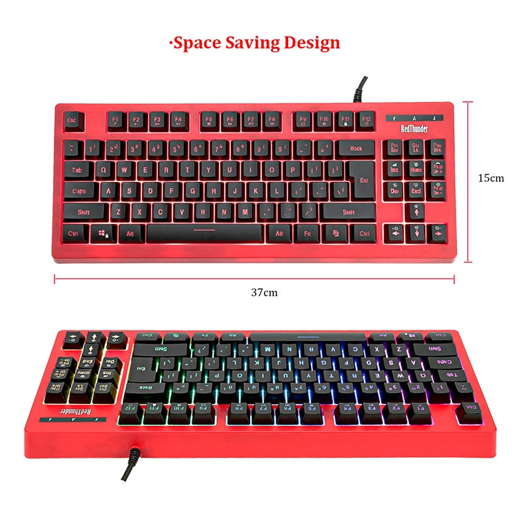 PK-870 USB Port RGB Lighting Mechanical Gaming Wired Keyboard(Red) - Wired Keyboard by PMC Jewellery | Online Shopping South Africa | PMC Jewellery | Buy Now Pay Later Mobicred