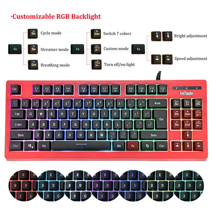 PK-870 USB Port RGB Lighting Mechanical Gaming Wired Keyboard(Red) - Wired Keyboard by PMC Jewellery | Online Shopping South Africa | PMC Jewellery | Buy Now Pay Later Mobicred