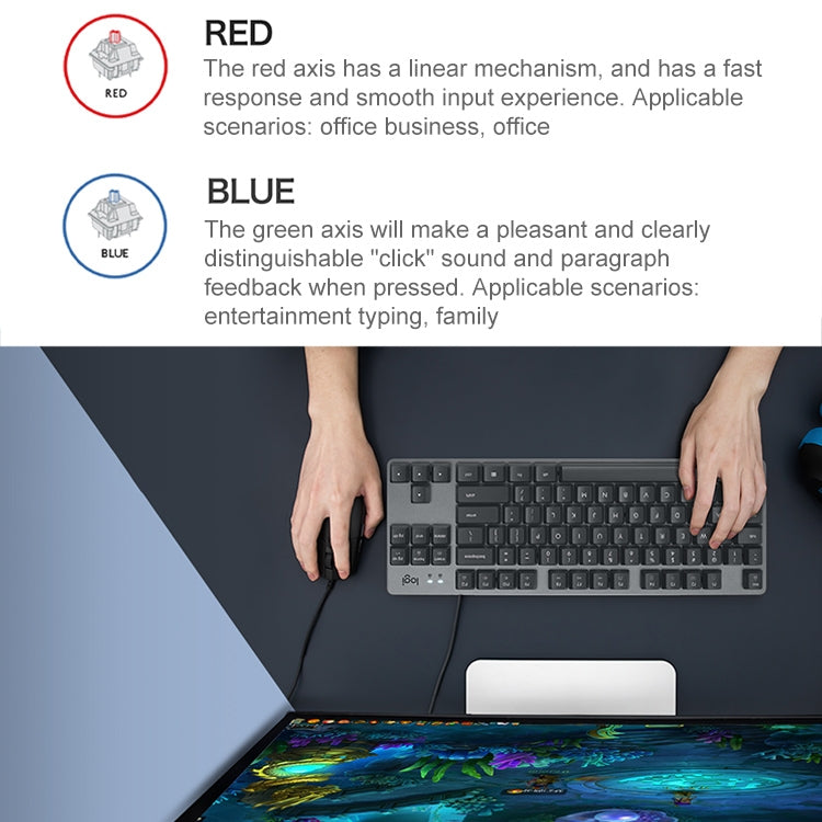 Logitech K835 Mini Mechanical Wired Keyboard, Red Shaft (Black) - Wired Keyboard by Logitech | Online Shopping South Africa | PMC Jewellery | Buy Now Pay Later Mobicred