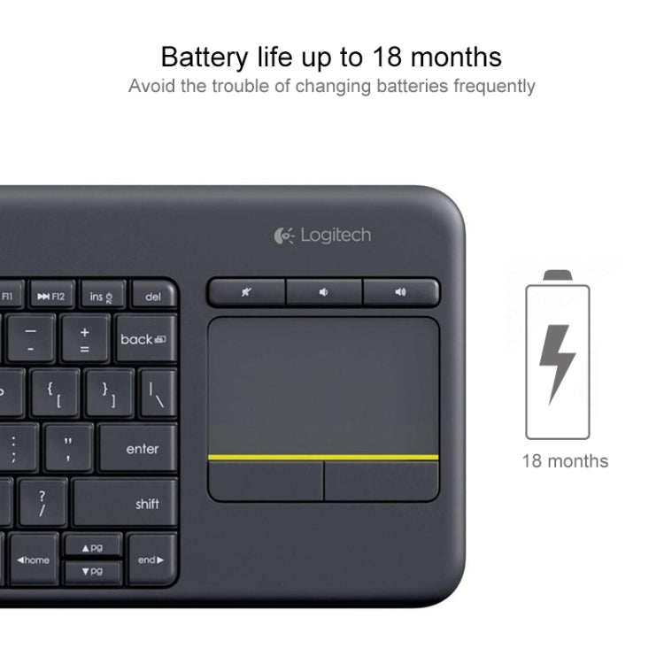 Logitech K400 Plus 2.4GHz Wireless Touch Control Keyboard, Wireless Range: 10m (Black) - Wireless Keyboard by Logitech | Online Shopping South Africa | PMC Jewellery | Buy Now Pay Later Mobicred