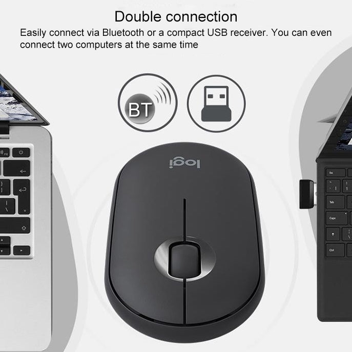Logitech Pebble Cobblestone Shape Thin 3-keys 1000DPI Mute Wireless Bluetooth Optical Mouse, Wireless Range: 10m (Black) - free shipping - PMC Jewellery - Order now!
