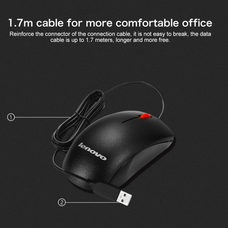 Lenovo M120 Pro Fashion Office Red Dot Wired Mouse (Black) - Wired Mice by Lenovo | Online Shopping South Africa | PMC Jewellery | Buy Now Pay Later Mobicred