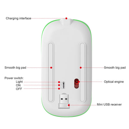 HXSJ M40 4 Key 2.4G Colorful Wireless Silent Mouse (Silver) - Wireless Mice by HXSJ | Online Shopping South Africa | PMC Jewellery | Buy Now Pay Later Mobicred