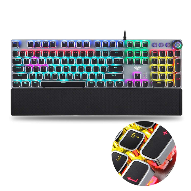 AULA F2088 108 Keys Mixed Light Plating Punk Mechanical Blue Switch Wired USB Gaming Keyboard with Metal Button(Silver) - Wired Keyboard by AULA | Online Shopping South Africa | PMC Jewellery | Buy Now Pay Later Mobicred