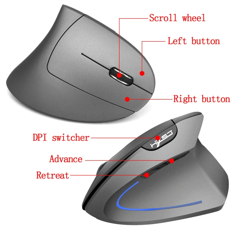 HXSJ T22 2.4GHz Wireless 4-Keys 2400 DPI Adjustable Ergonomics Optical Vertical Mouse - Wireless Mice by HXSJ | Online Shopping South Africa | PMC Jewellery | Buy Now Pay Later Mobicred