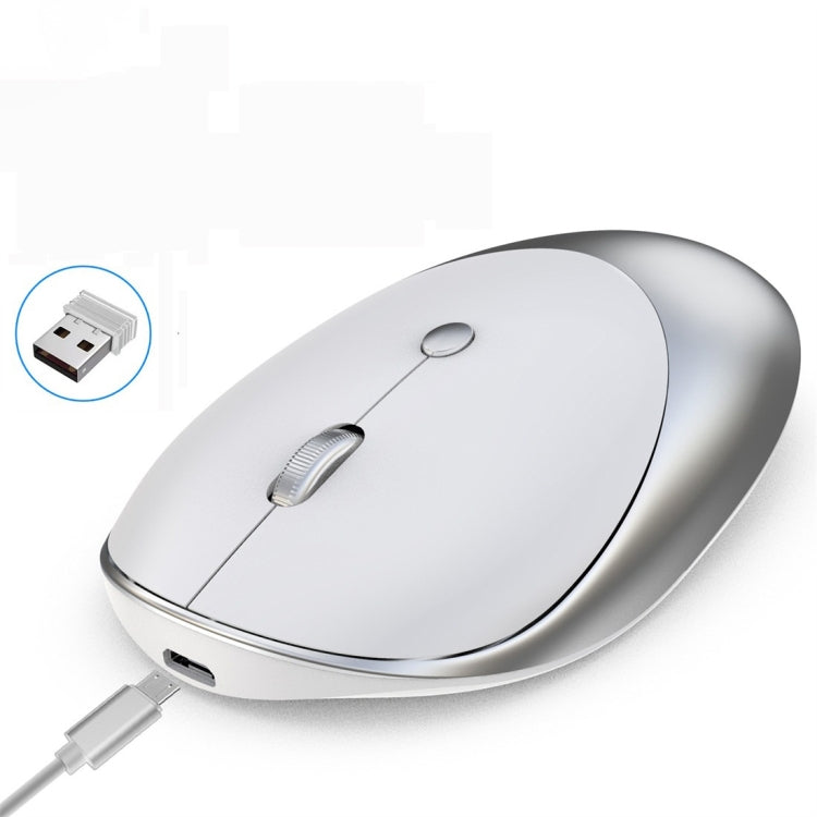 HXSJ T36 2.4G Bluetooth 5.0+3.0 Three-mode Silent Design Wireless Bluetooth Mouse (Silver) - free shipping - PMC Jewellery - Order now!