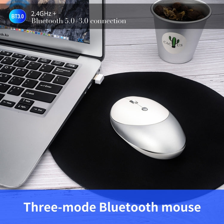 HXSJ T36 2.4G Bluetooth 5.0+3.0 Three-mode Silent Design Wireless Bluetooth Mouse (Silver) - free shipping - PMC Jewellery - Order now!