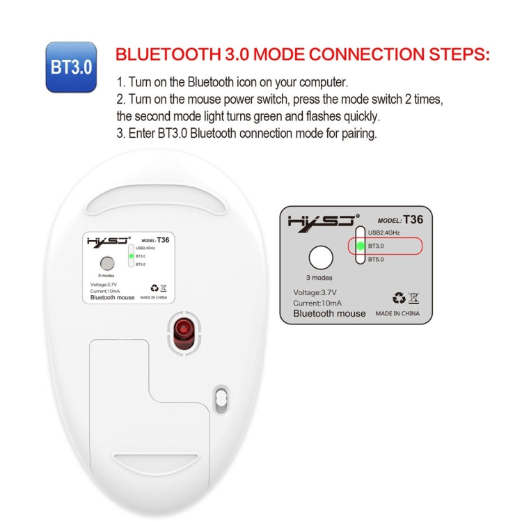 HXSJ T36 2.4G Bluetooth 5.0+3.0 Three-mode Silent Design Wireless Bluetooth Mouse (Silver) - free shipping - PMC Jewellery - Order now!