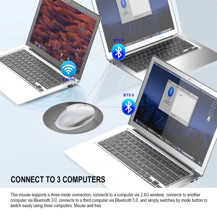 HXSJ T36 2.4G Bluetooth 5.0+3.0 Three-mode Silent Design Wireless Bluetooth Mouse (Silver) - free shipping - PMC Jewellery - Order now!