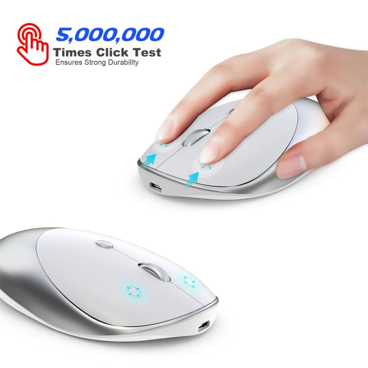 HXSJ T36 2.4G Bluetooth 5.0+3.0 Three-mode Silent Design Wireless Bluetooth Mouse (Silver) - free shipping - PMC Jewellery - Order now!