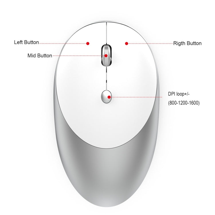 HXSJ T36 2.4G Bluetooth 5.0+3.0 Three-mode Silent Design Wireless Bluetooth Mouse (Silver) - free shipping - PMC Jewellery - Order now!