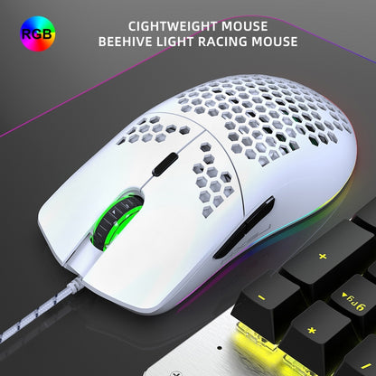 HXSJ J900 6 Keys RGB Lighting Programmable Gaming Wired Mouse (White) - Wired Mice by HXSJ | Online Shopping South Africa | PMC Jewellery | Buy Now Pay Later Mobicred