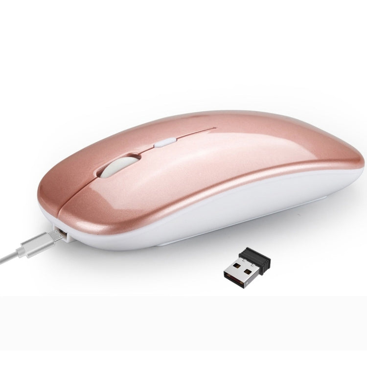 HXSJ M90 2.4GHz Ultrathin Mute Rechargeable Dual Mode Wireless Bluetooth Notebook PC Mouse (Rose Gold) - Wireless Mice by HXSJ | Online Shopping South Africa | PMC Jewellery | Buy Now Pay Later Mobicred