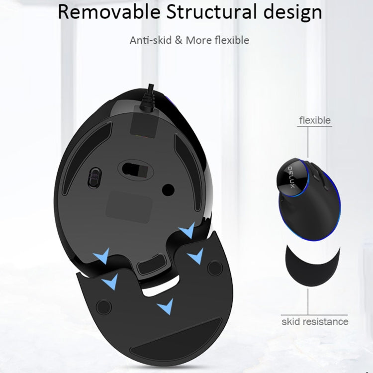 DELUX M618 Plus Wired Blue Version Optical Mouse Ergonomic Vertical Mouse 1600DPI - free shipping - PMC Jewellery - Order now!