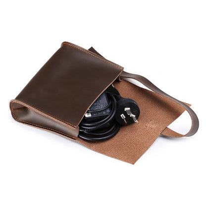 Universal Genuine Leather Business Power Adapter Laptop Tablet Bag with Cable Winder, For 12 inch and Below Macbook, Samsung, Lenovo, Sony, DELL Alienware, CHUWI, ASUS, HP(Coffee) - 12.1 inch by PMC Jewellery | Online Shopping South Africa | PMC Jewellery | Buy Now Pay Later Mobicred