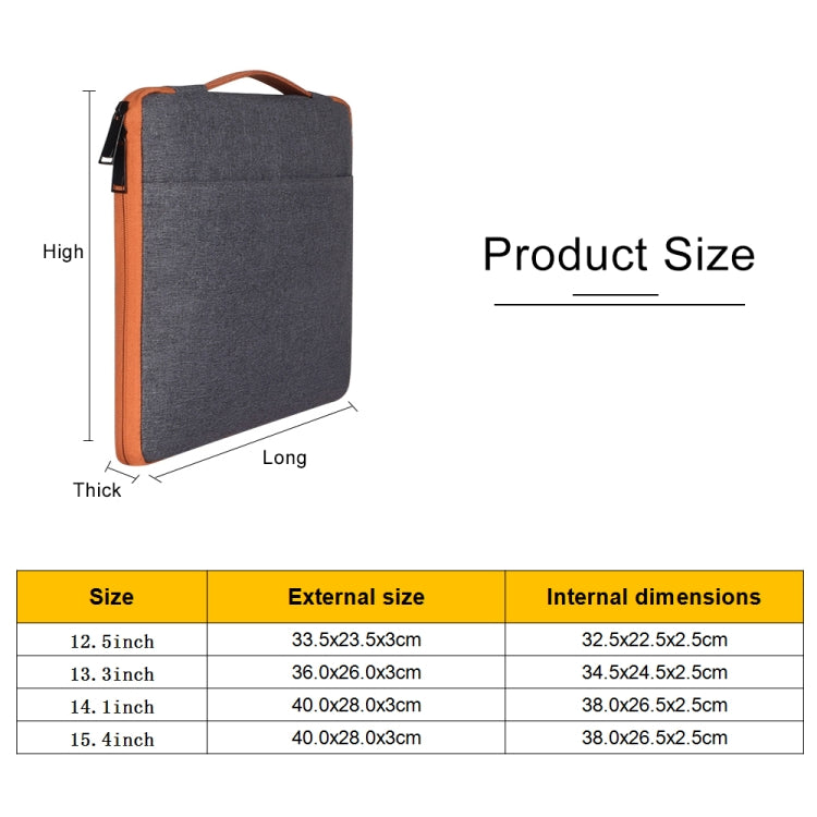 15.4 inch Fashion Casual Polyester + Nylon Laptop Handbag Briefcase Notebook Cover Case, For Macbook, Samsung, Lenovo, Xiaomi, Sony, DELL, CHUWI, ASUS, HP (Grey) - 15 inch by PMC Jewellery | Online Shopping South Africa | PMC Jewellery | Buy Now Pay Later Mobicred